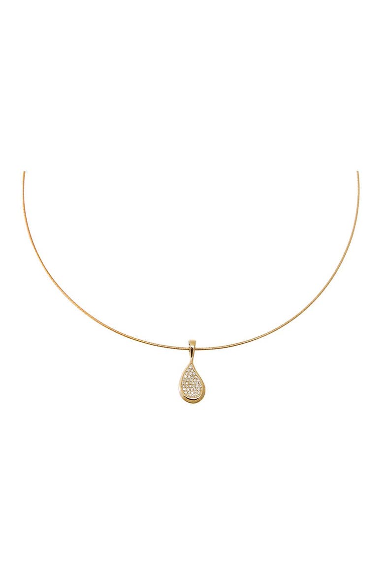 Diamond Pave Curved Pear Omega Chain Necklace 14K, Main, color, 14K Gold - 14 Inch