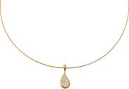 BY ADINA EDEN Diamond Pave Curved Pear Omega Chain Necklace 14K