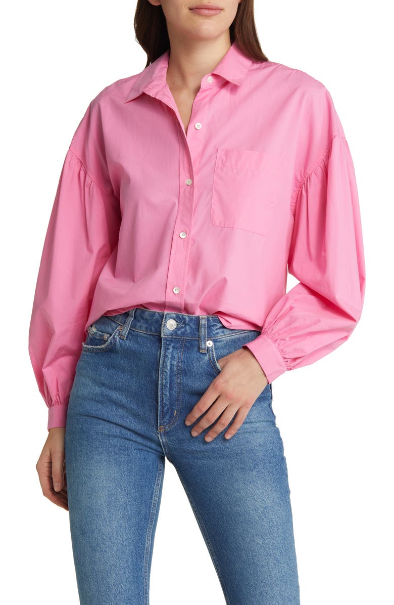 Rails Janae Balloon Sleeve Cotton Blend Shirt, Main, color, 