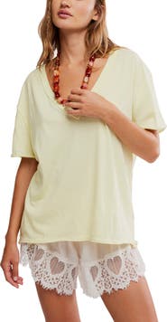 Free People Nina V-Neck Cotton T-Shirt