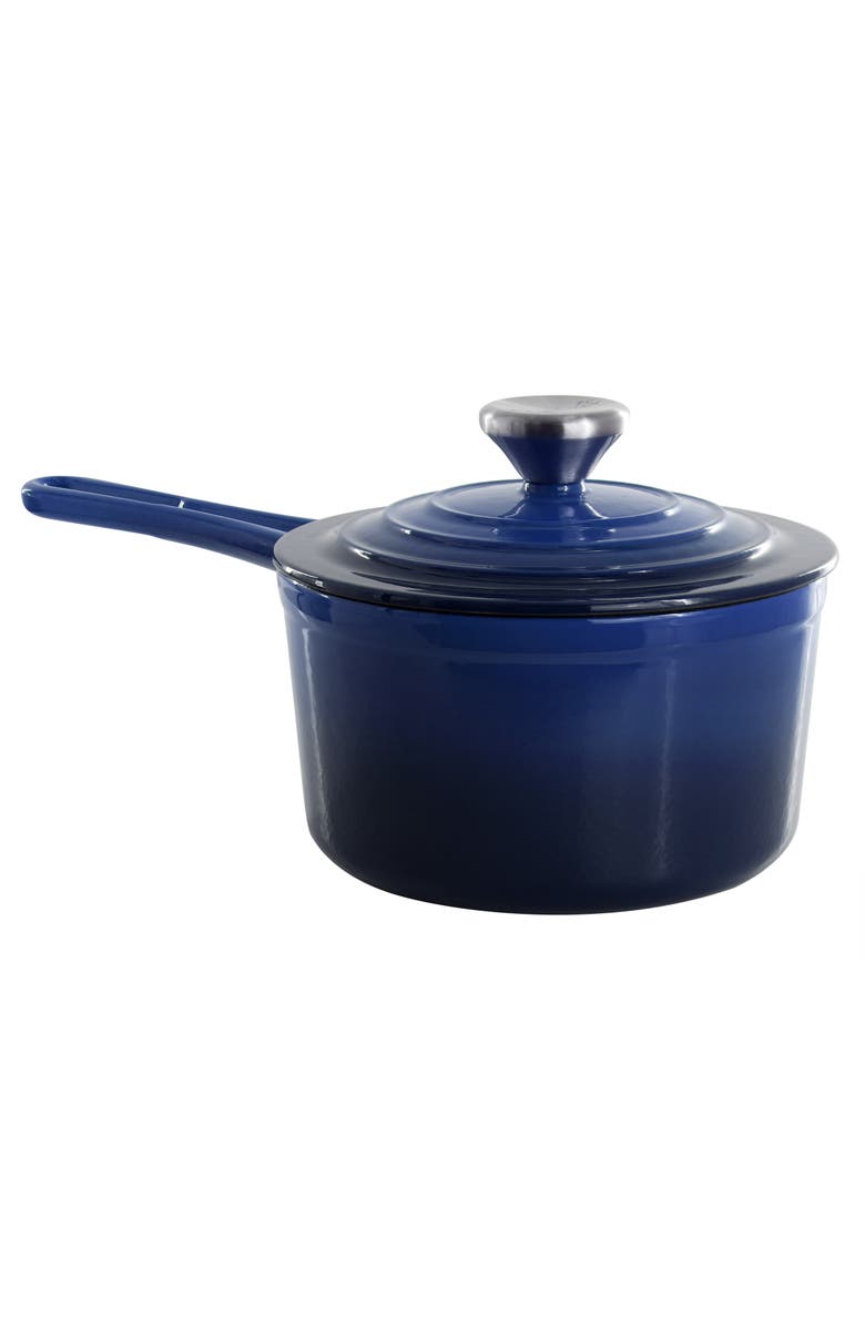 Megachef 2 Quart Enameled Cast Iron Sauce Pan, Main, color, Dark Blue