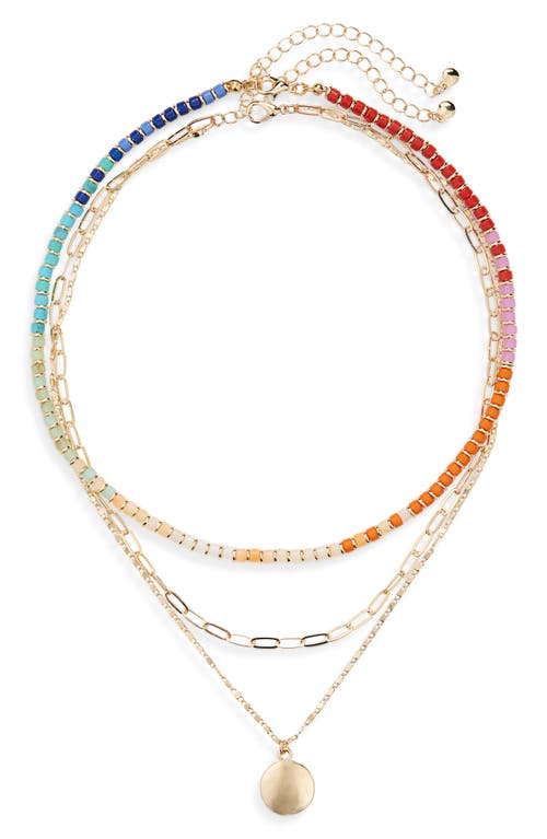 NORDSTROM NORDSTROM SET OF 2 BEADED & DISC PENDANT LAYERED CHAIN NECKLACES 