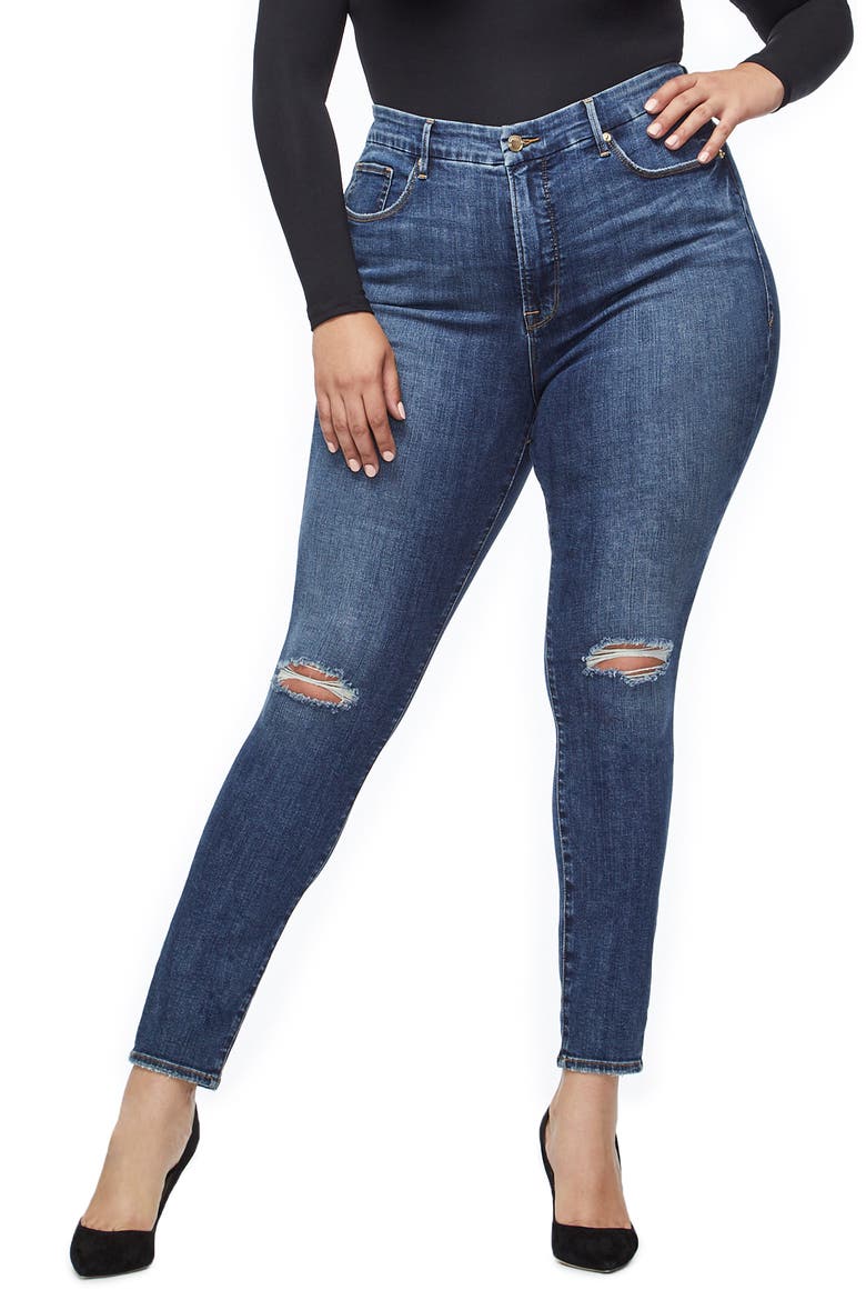 Good Legs Ripped High Waist Skinny Jeans, Alternate, color, BLUE208