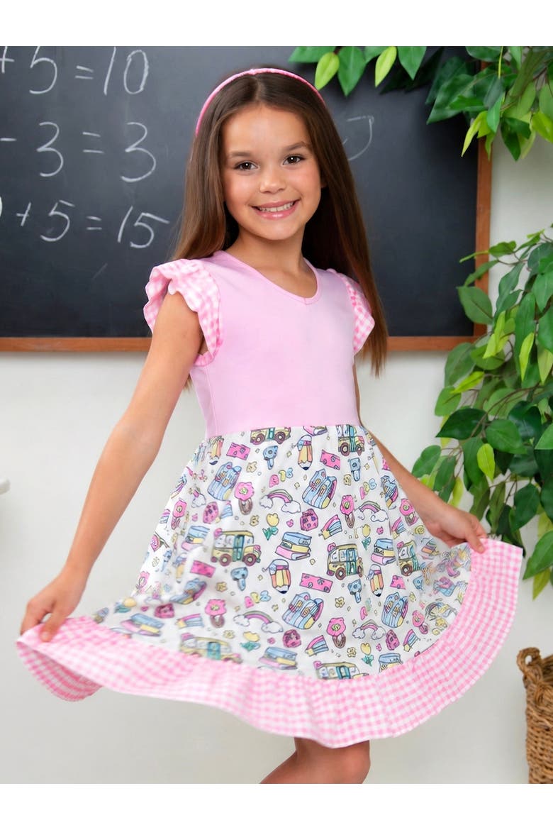 School Days Pink Gingham Ruffle Dress, Alternate, color, Pink