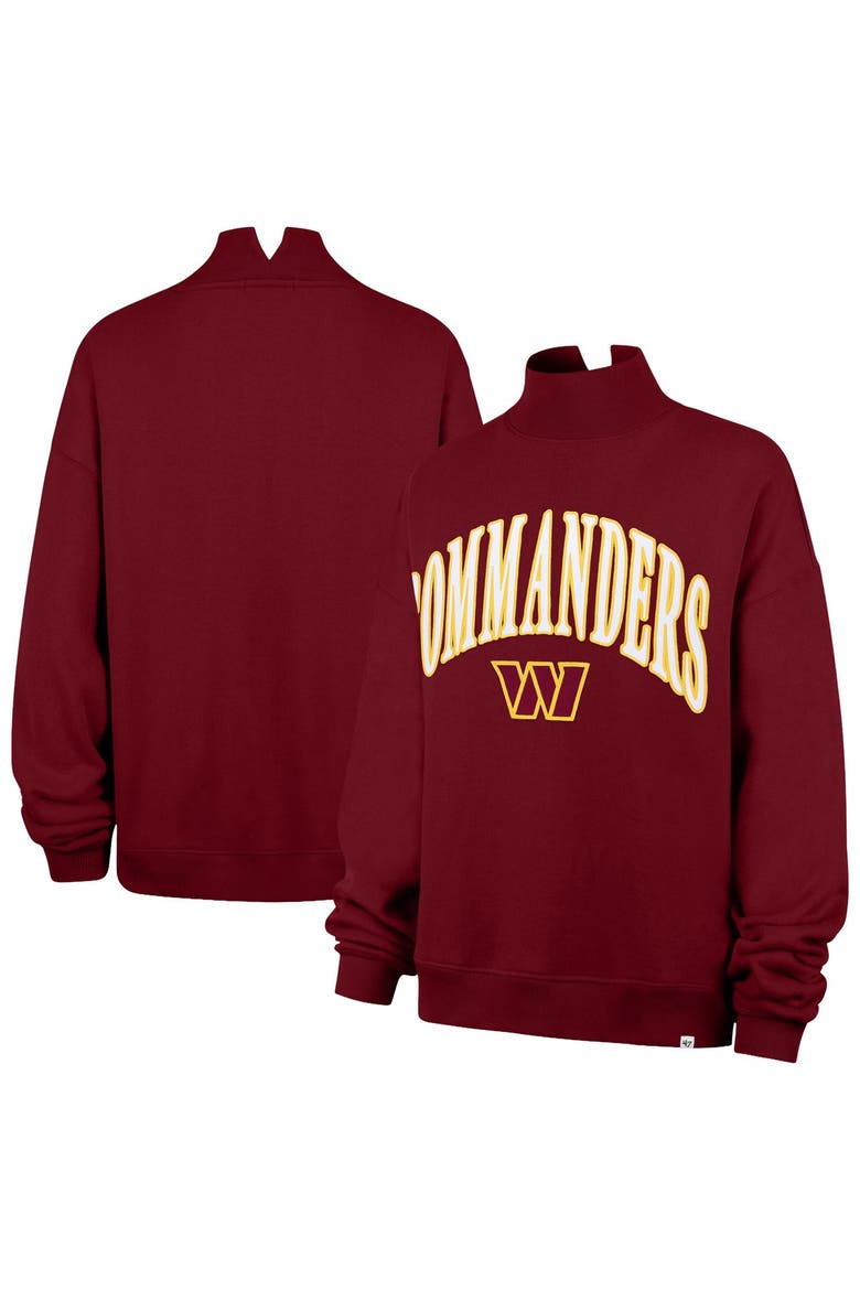 Women's '47 Burgundy Washington Commanders Oversized Vantage Mock Neck Sweatshirt, Main, color, Burgundy