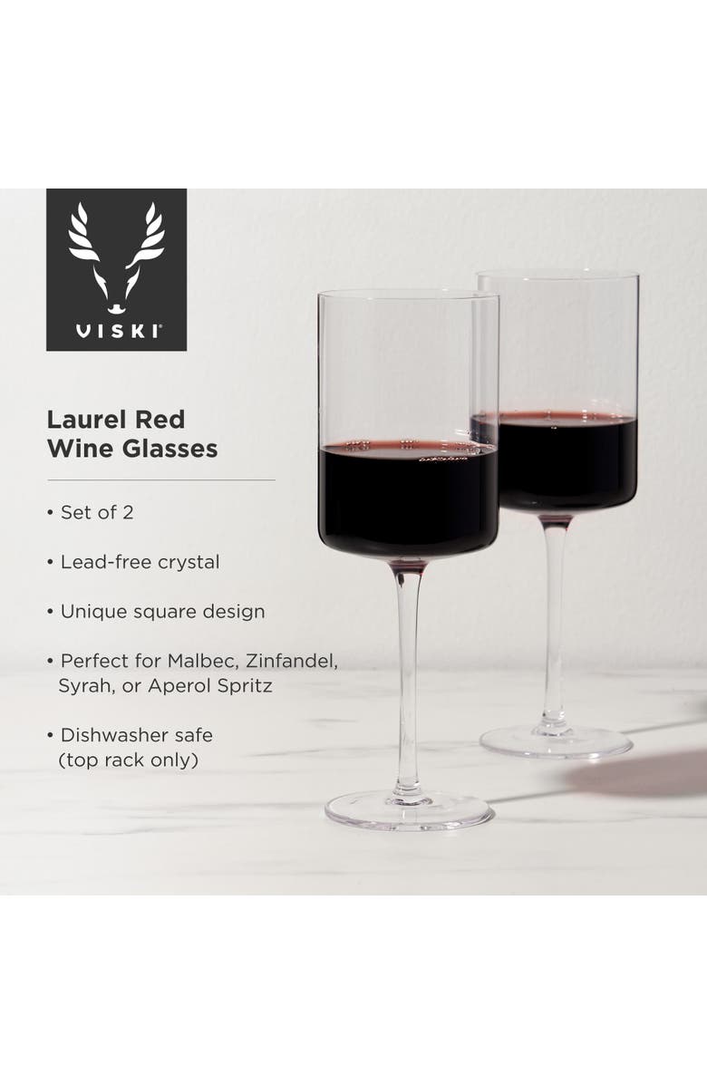 Viski Laurel Crystal Red Wine Glasses Set of 2, Alternate, color, Clear