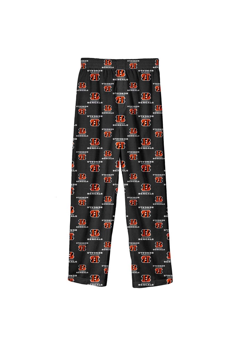Youth Black Cincinnati Bengals Team-Colored Printed Pajama Pants, Alternate, color, Black