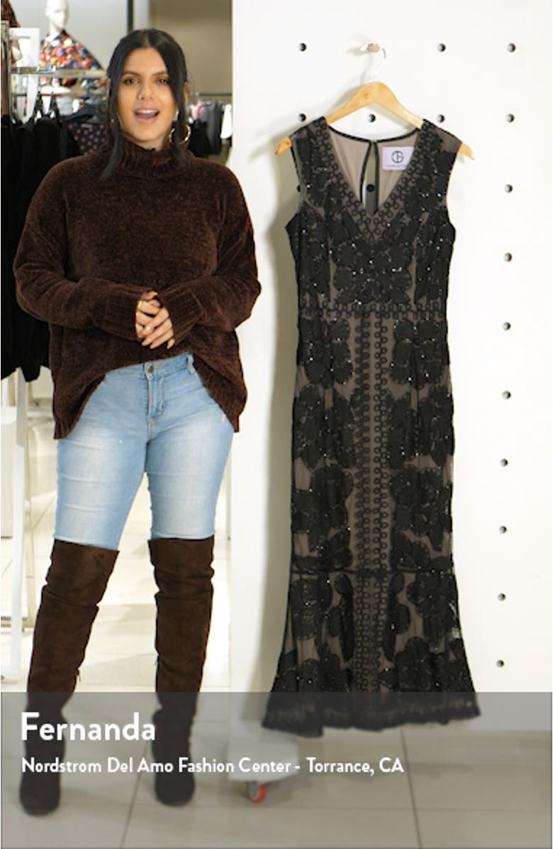 Beaded V-Neck Midi Dress, sales video thumbnail