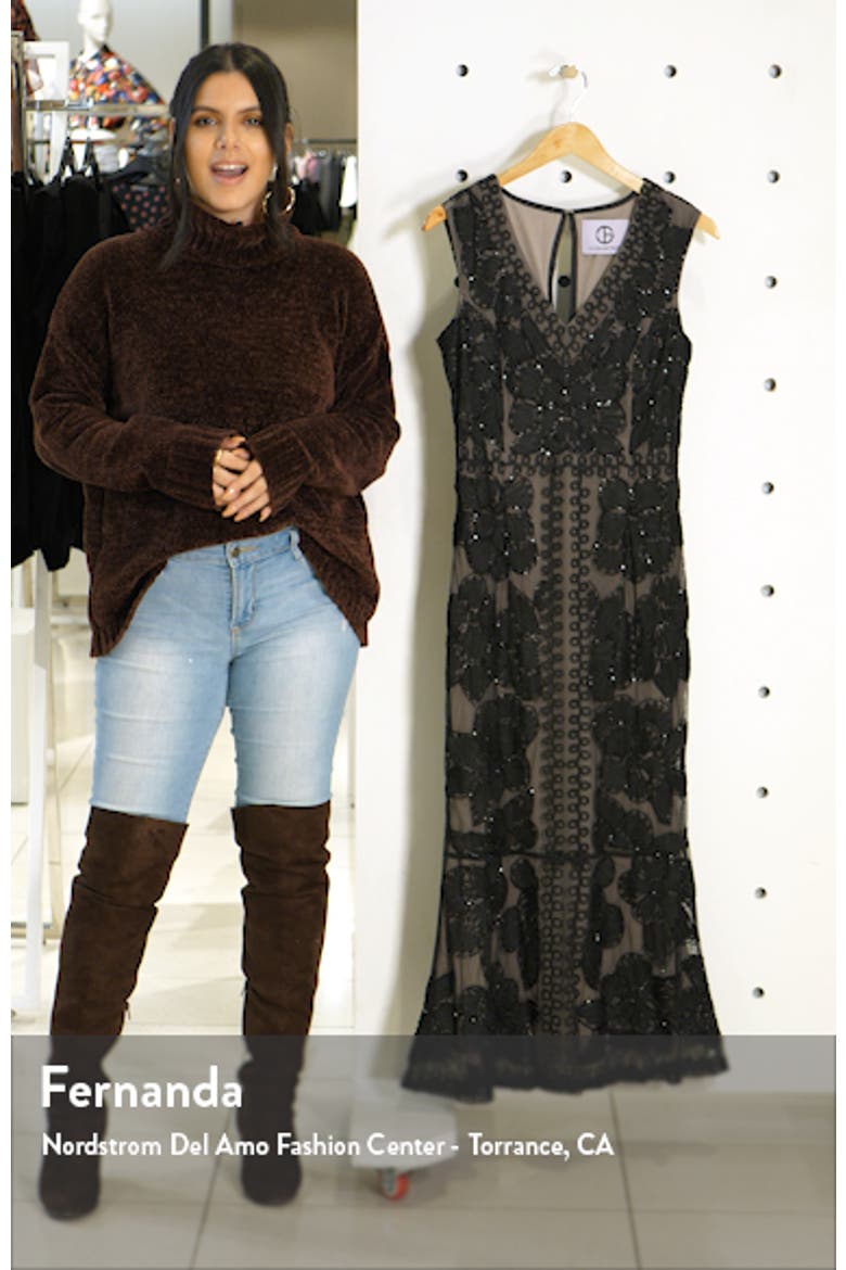 Beaded V-Neck Midi Dress video