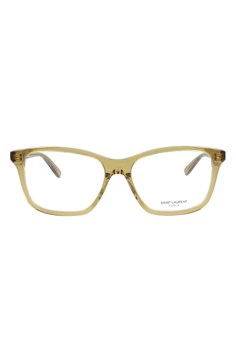 Saint Laurent 54mm Square Optical Glasses, Main, color, Yellow Yellow Transparent