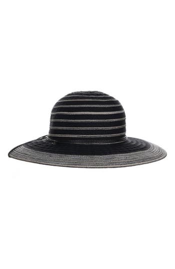 Scala Ribbon Straw Floppy Hat In Black