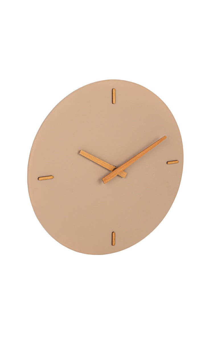 Storied Home Round Stoneware and Wood Wall Clock, Main, color, 