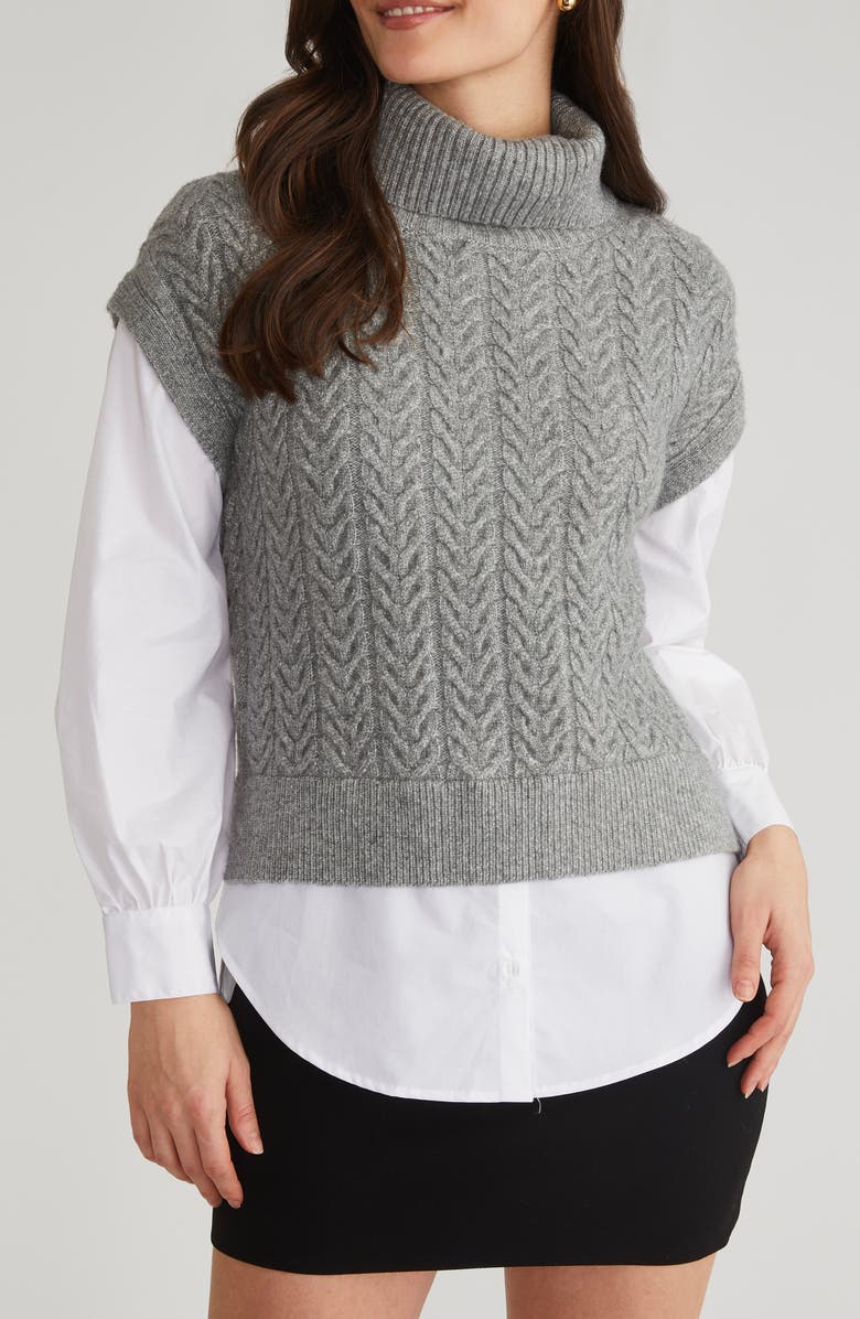 525 Sofia Twofer Cable Sweater Vest Shirt, Main, color, 
