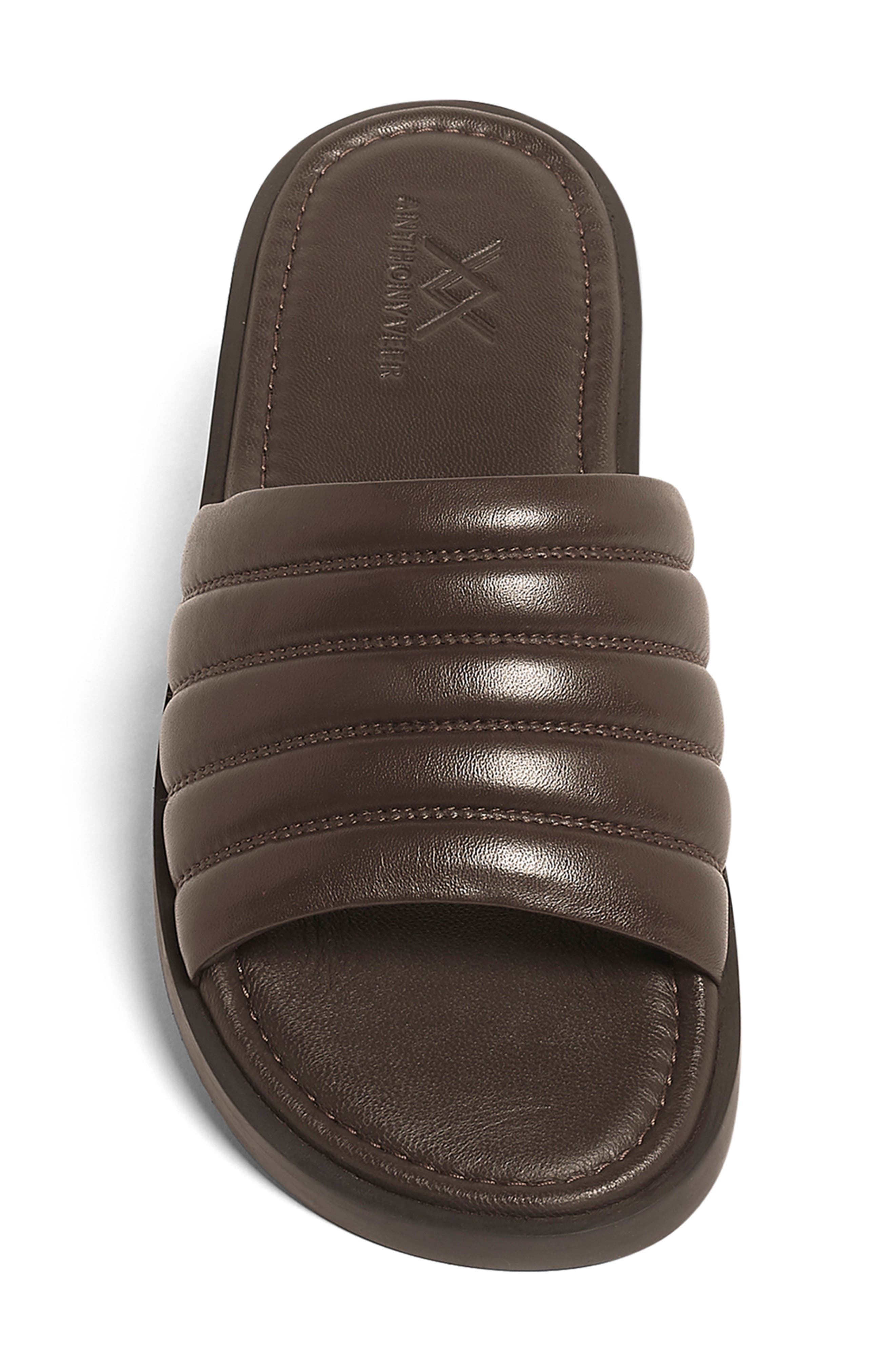 Key West Leather Slide Sandal, Alternate, color, BROWN