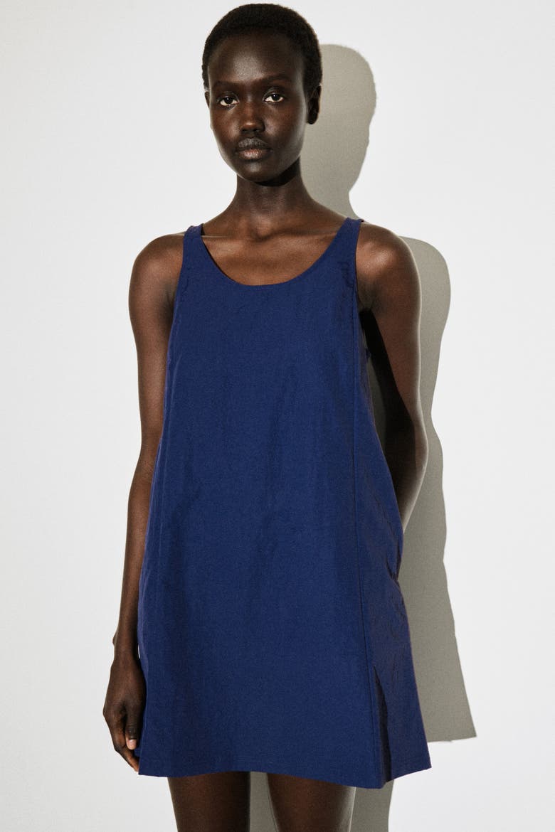Jersey-paneled Nylon Mini Dress, Alternate, color, BLUE