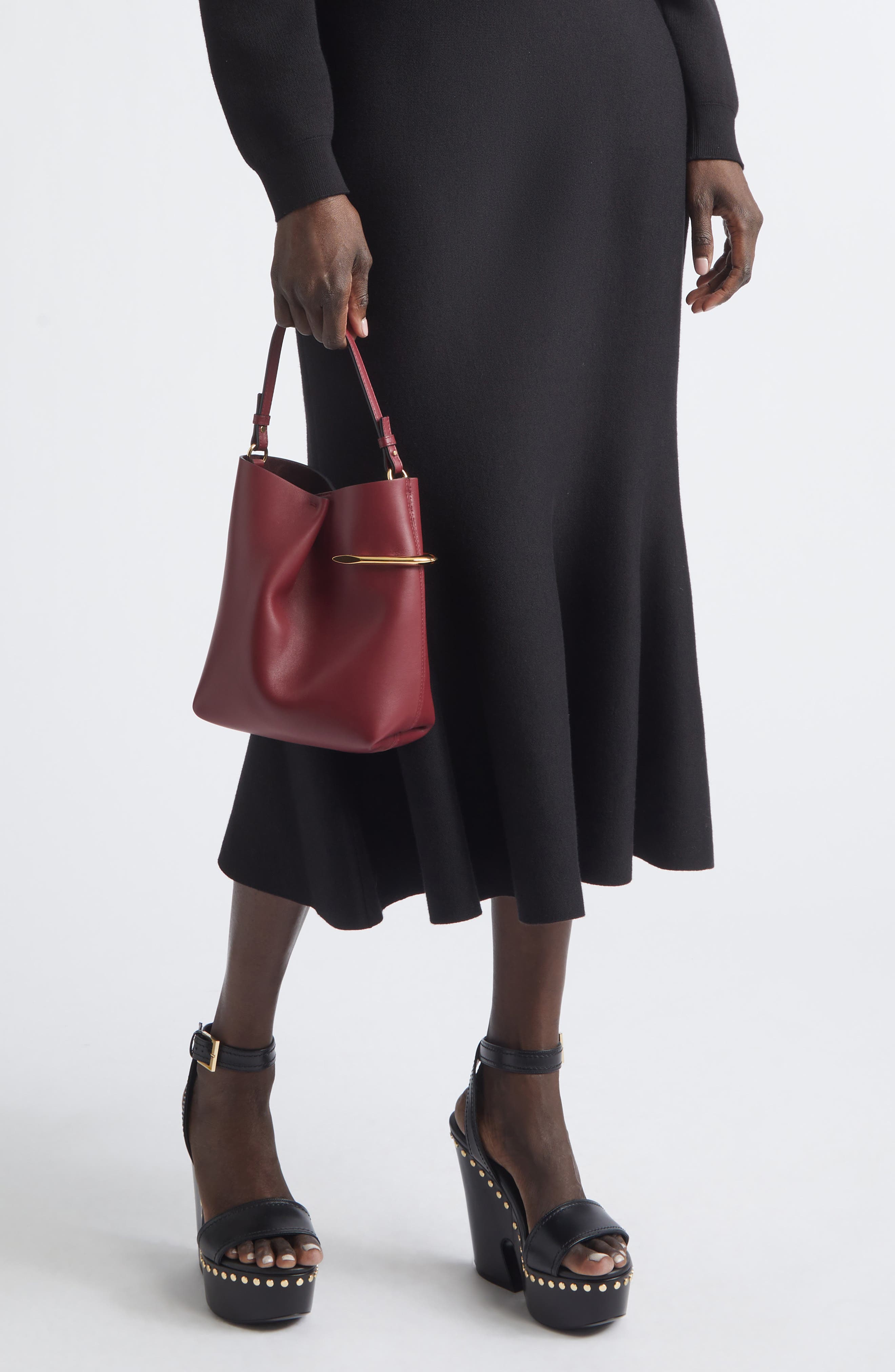 Mini Pinch Me Leather Tote, Alternate, color, AUBERGINE