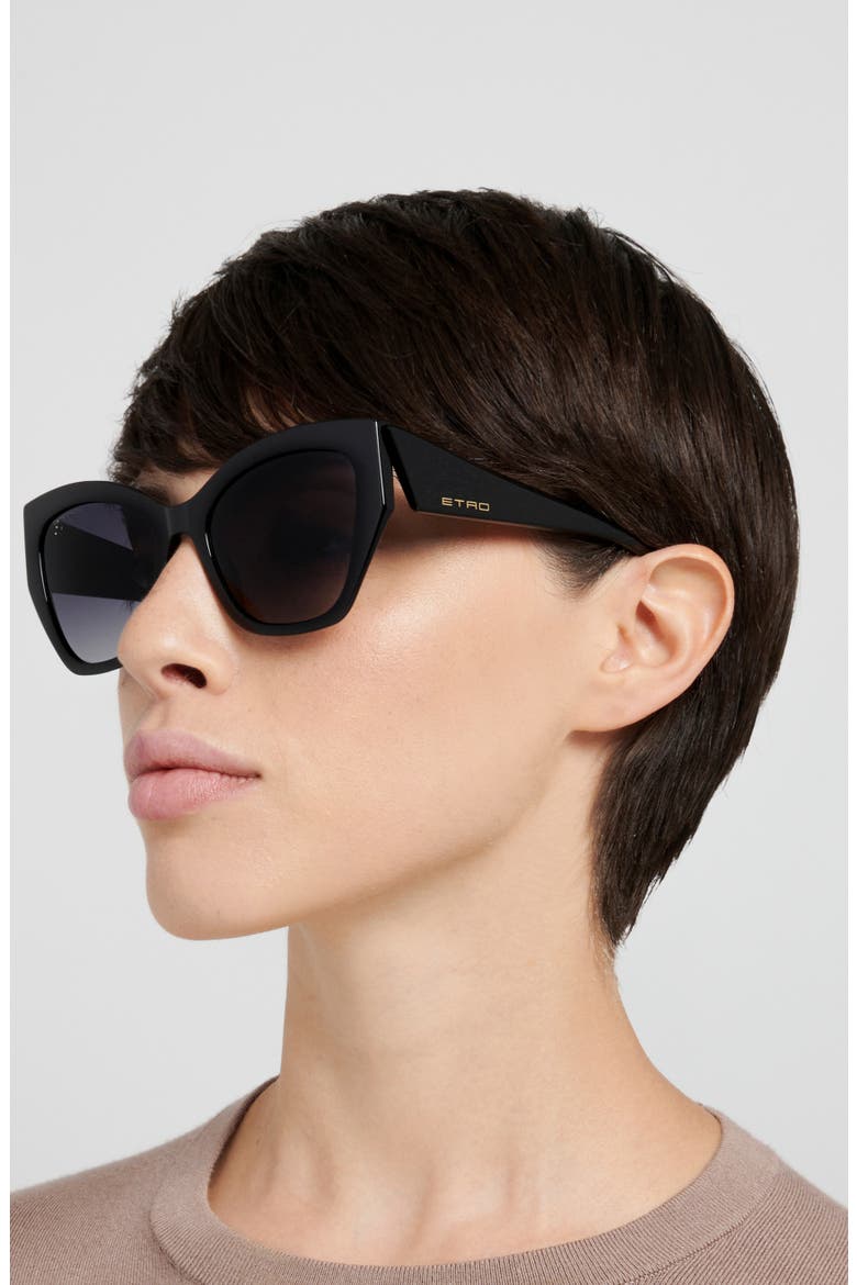 0143/S 55mm Gradient Cat Eye Sunglasses, Alternate, color, BLACK/ DARK GREY SF