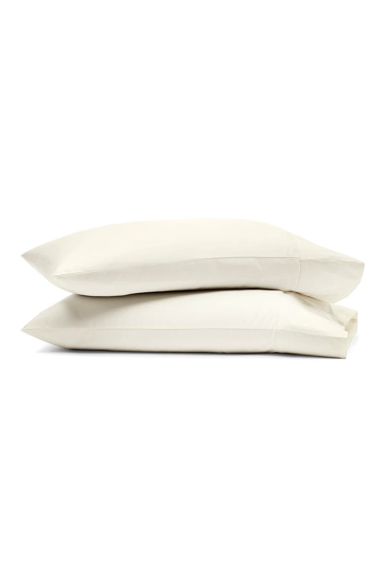 Set of 2 Percale Hemmed Pillowcases, Main, color, CREAM