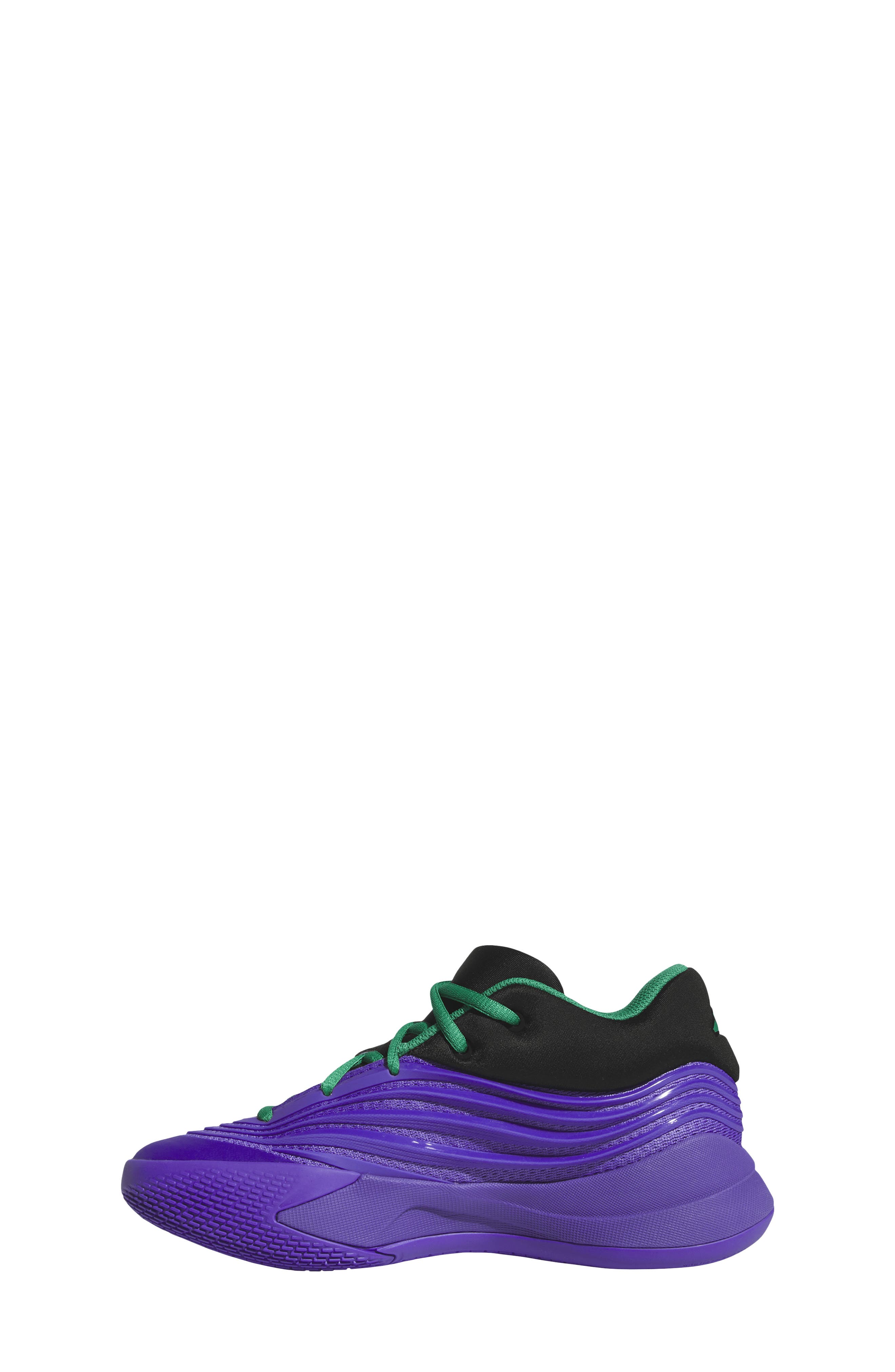 adidas Kids
 Dame X Basketball Shoe, Alternate, color, Purple Rush/Black/Court Green