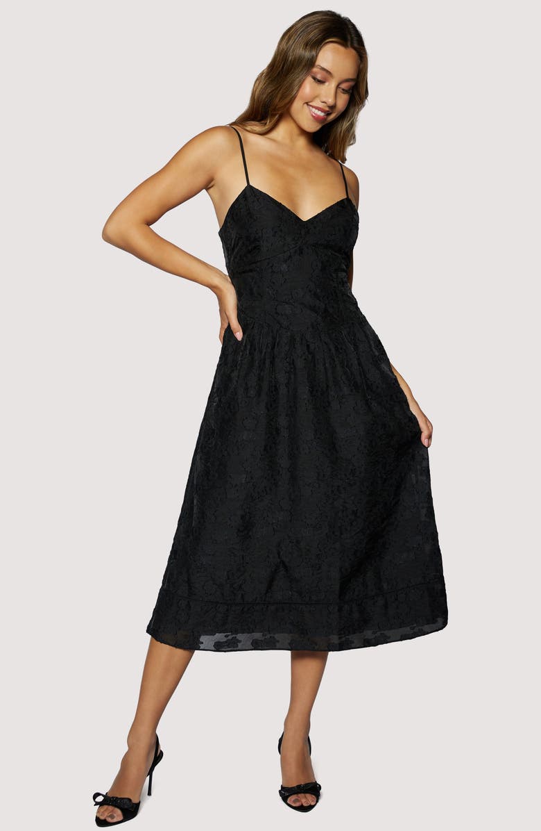 Lost + Wander Petal Veil Jacquard Dress, Alternate, color, Black