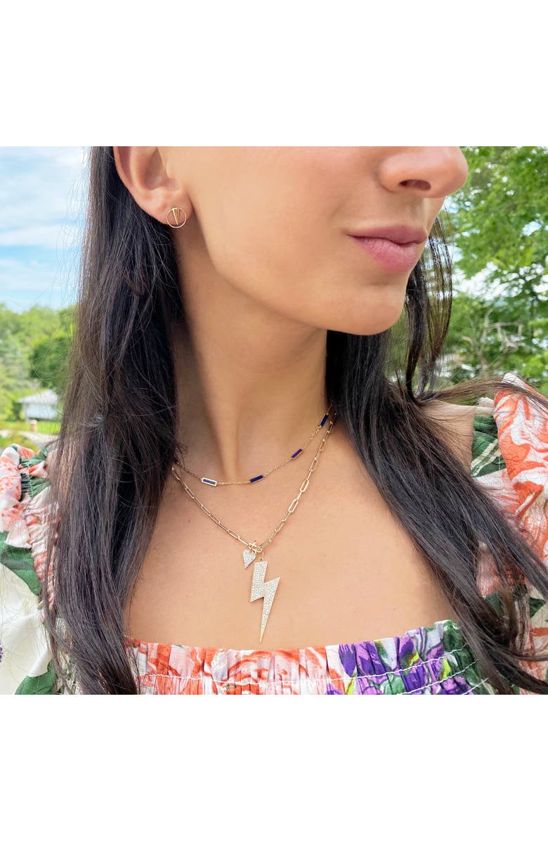 The Lovery Fine Jewelry Lapis Bar Chain Necklace, Alternate, color, Blue