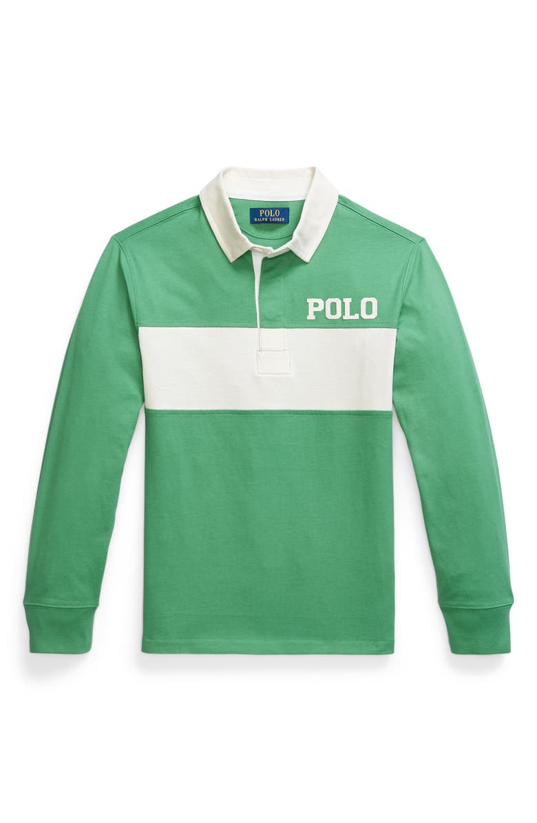 Polo Ralph Lauren Kids' Chest Stripe Cotton Rugby Polo, Main, color, 