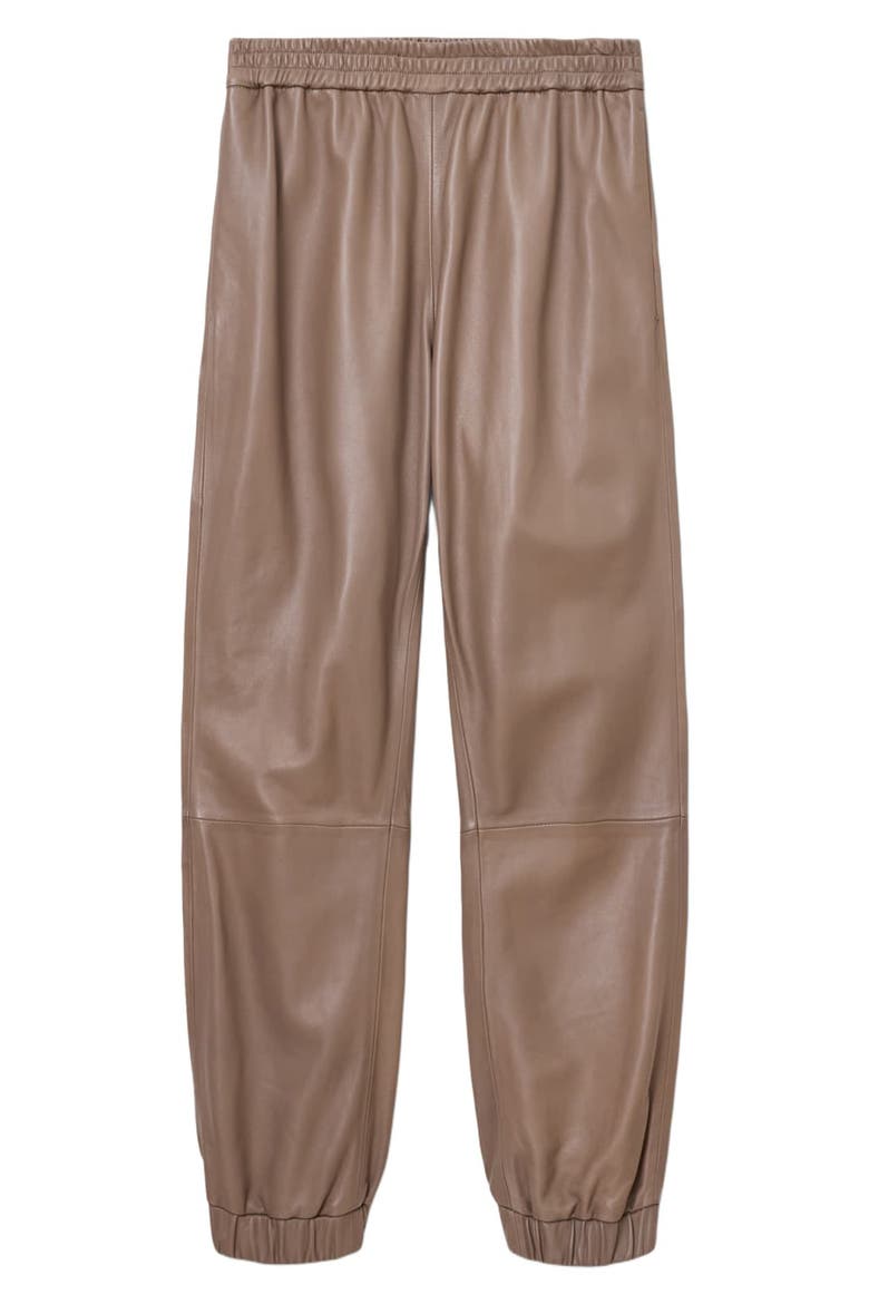 Jen Leather Joggers, Alternate, color, MOCHA BROWN