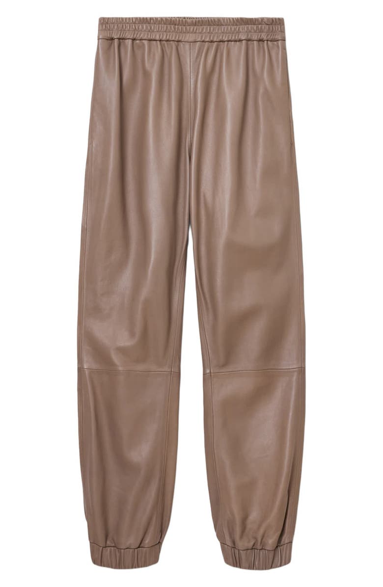 AllSaints Jen Leather Joggers, Alternate, color, Mocha Brown