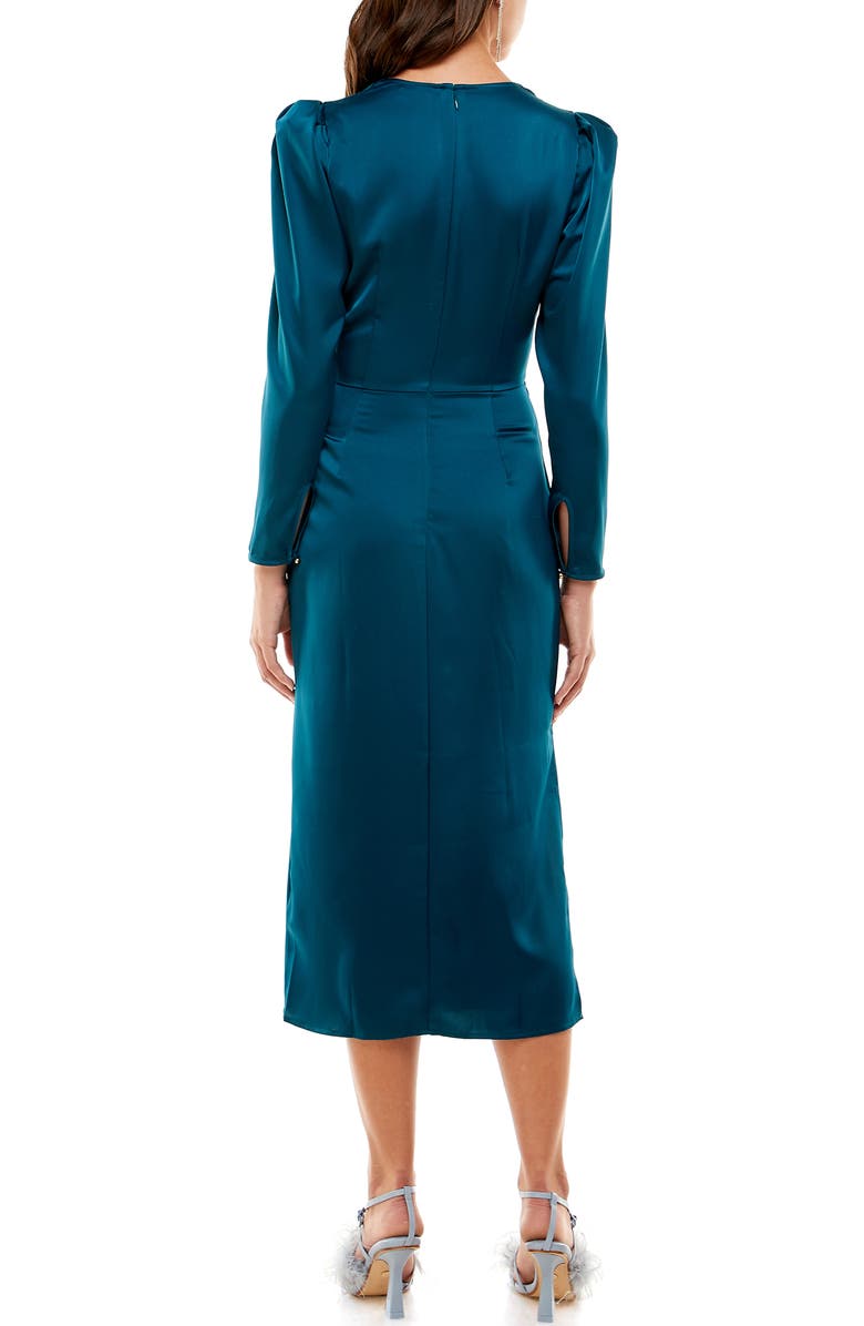 WAYF Poppy Tie Front Long Sleeve Cutout Midi Dress, Alternate, color,