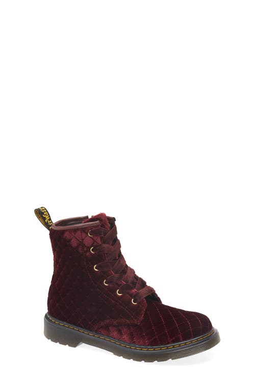 Dr. Martens' Dr. Martens Kids' 1460 Quilted Velvet Boot In Cherry Red