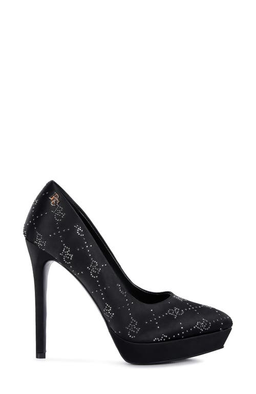 Rag & Co Ballard Monogram Satin Pump In Black