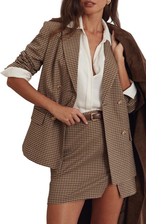 Check Double Breasted Blazer