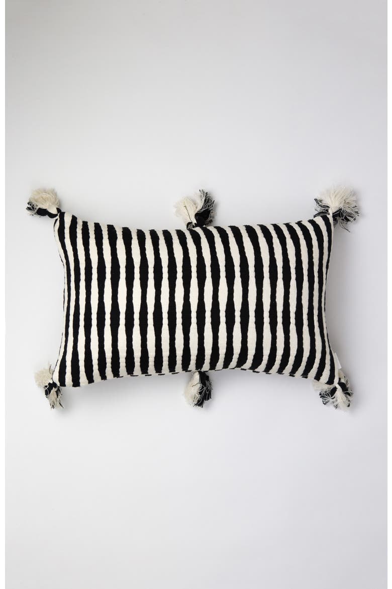 Antigua Classic Striped Handwoven Cotton Throw Pillow, Alternate, color, Black and Ivory