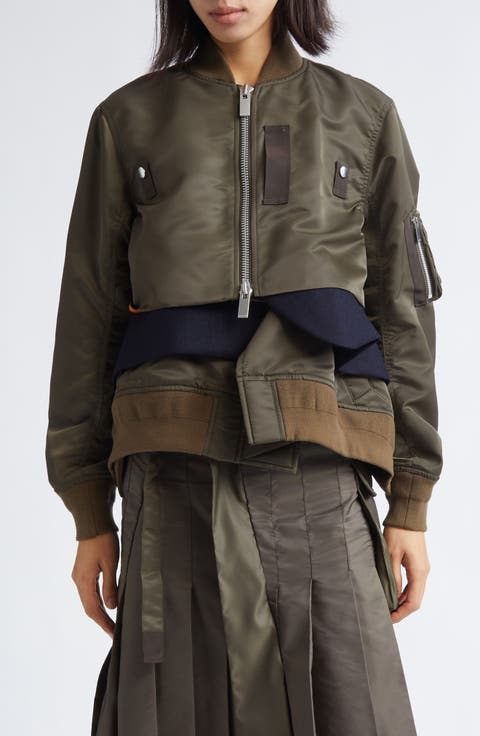 Nylon Twill & Wool Melton Blouson Jacket