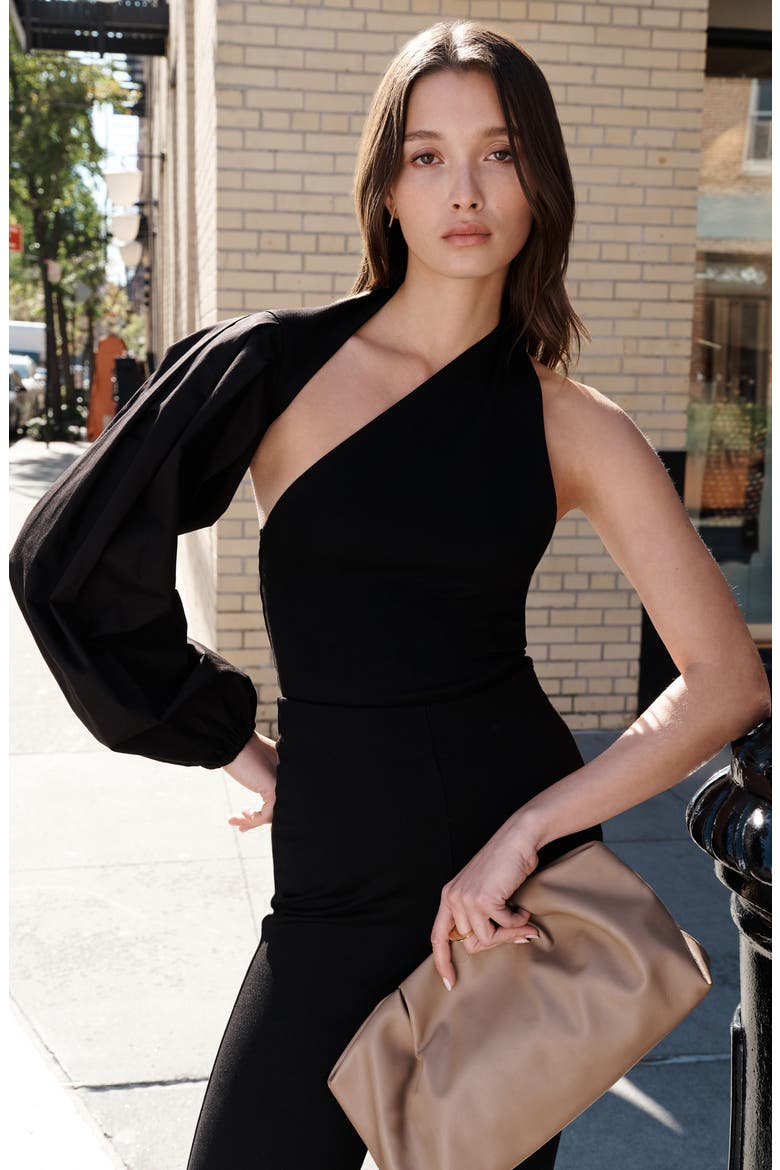 Grove One-Shoulder Top, Alternate, color, BLACK