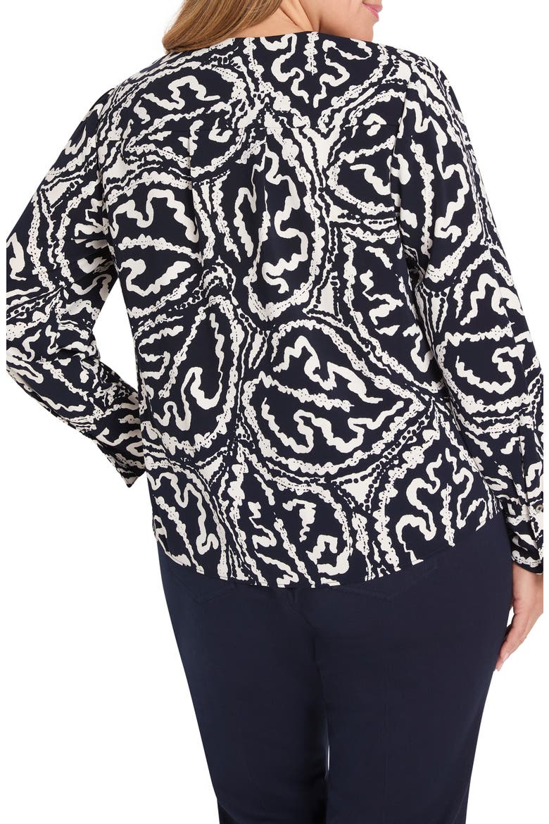 Leaf Print Crepe Top, Alternate, color, INDIGO MULTI