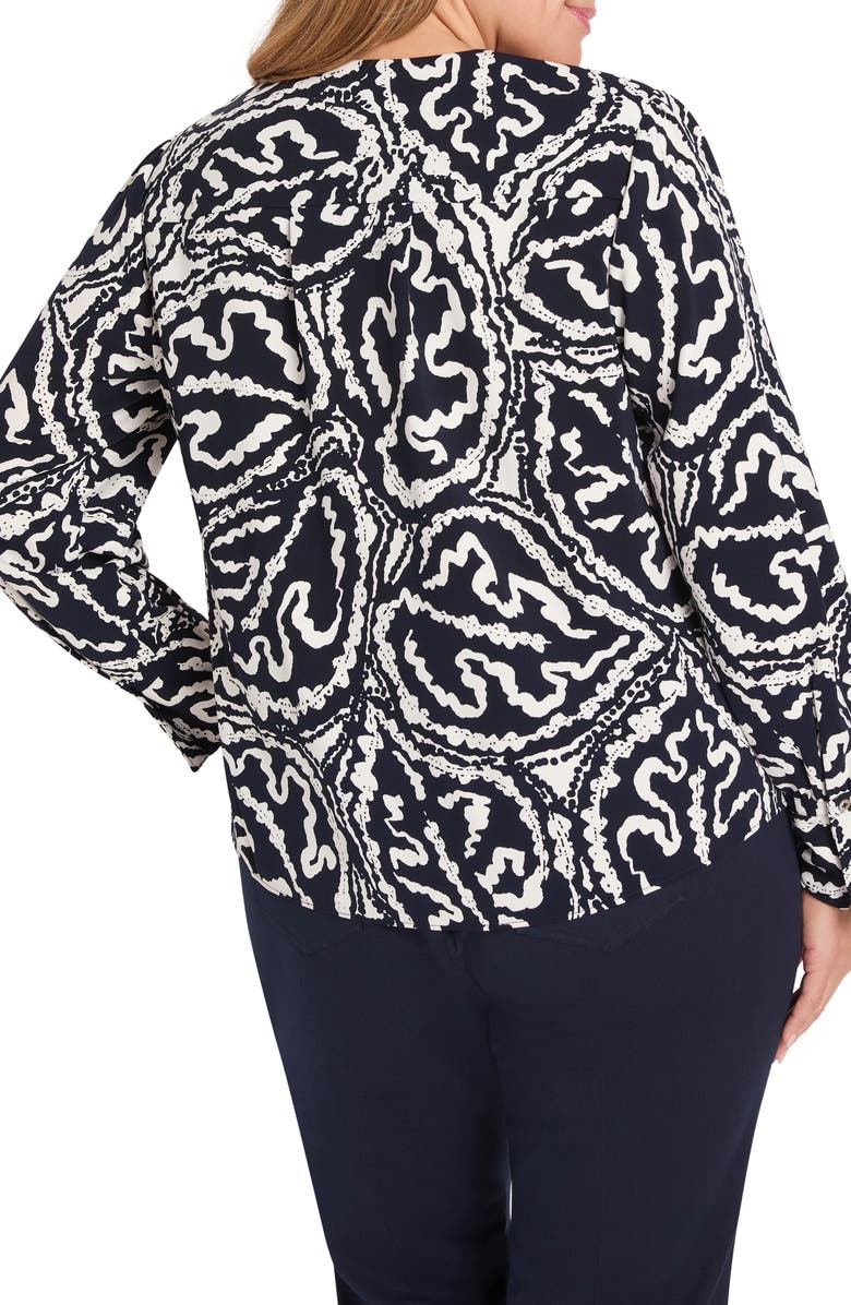 NIC+ZOE Leaf Print Crepe Top, Alternate, color, Indigo Multi