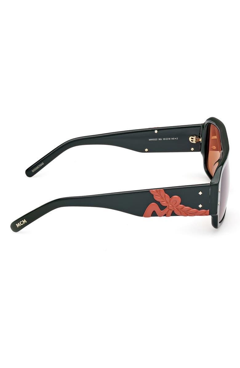 MCM 55mm Navigator Sunglasses, Alternate, color, Shiny Dark Green / Roviex