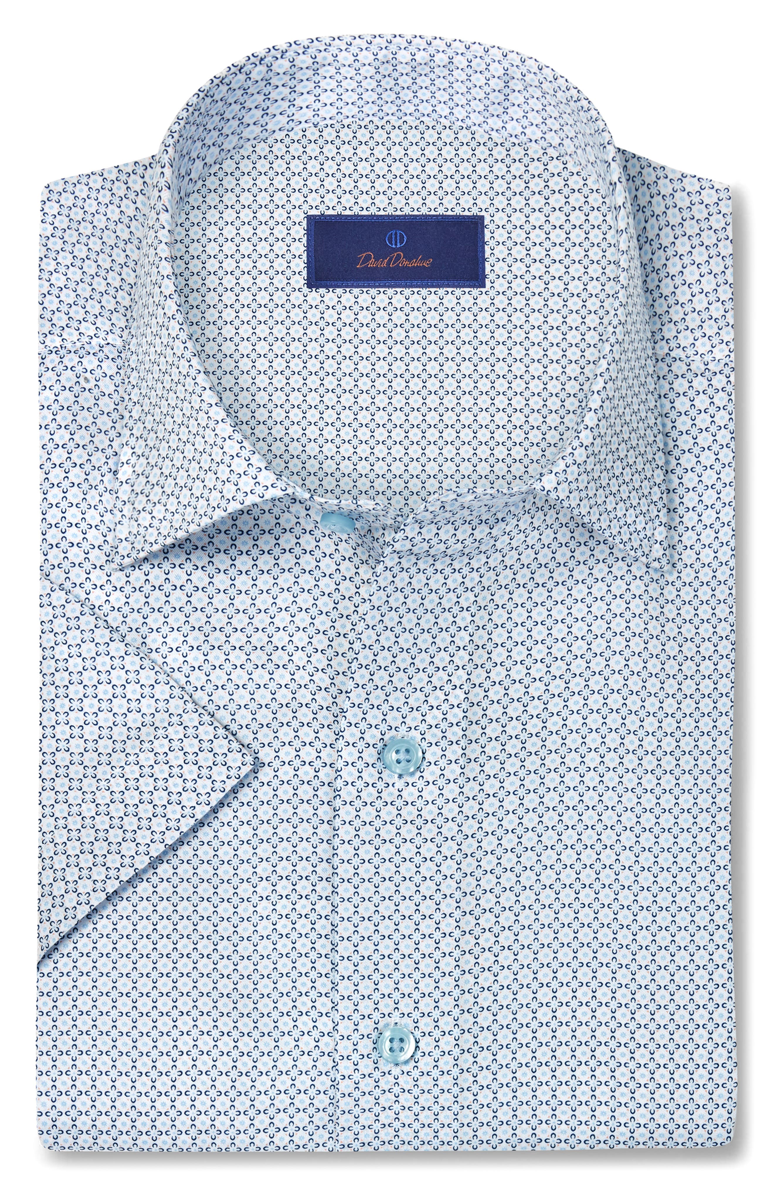 David Donahue Floral Print Lyocell Short Sleeve Shirt
