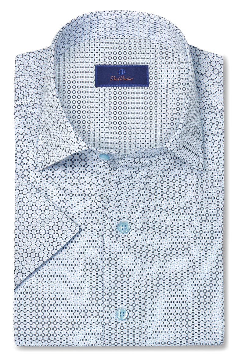 Floral Print Lyocell Short Sleeve Shirt, Main, color, WHITE/ NAVY