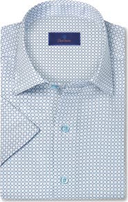 David Donahue Floral Print Lyocell Short Sleeve Shirt