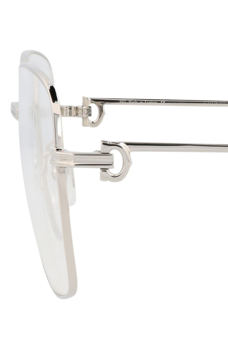 Cartier 56mm Special Edition Square Optical Glasses, Alternate, color, Silver Silver Transparent