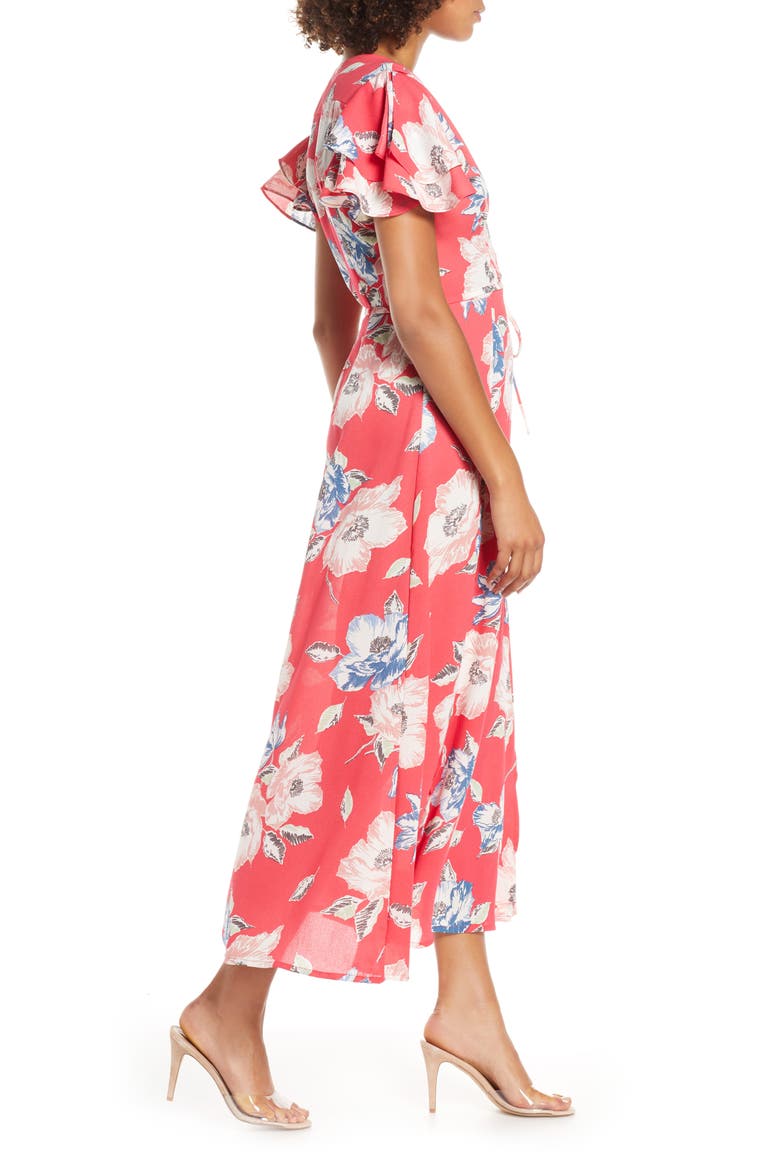 Cari Floral Flounce Sleeve Crepe Maxi Dress, Alternate, color, AZALEA MULTI