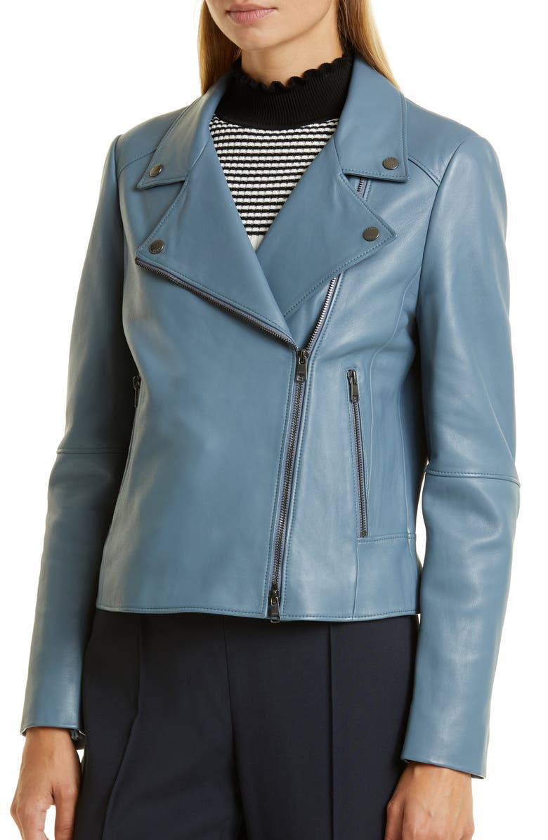 BOSS Saleli Lambskin Leather Jacket, Alternate, color,