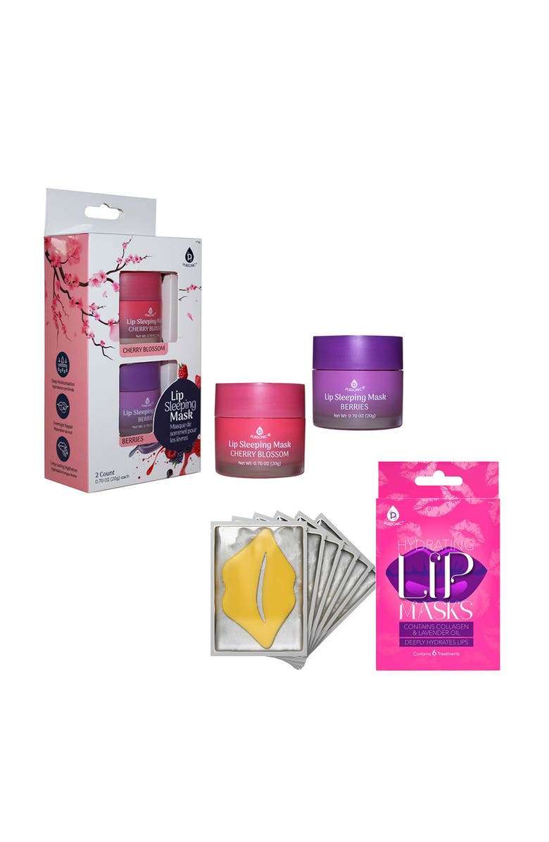 PURSONIC Lip Care Luxe Duo Hydrating Lip Masks (Pack of 6) & Lip Sleeping Mask 2 Pack, Alternate, color, Pink