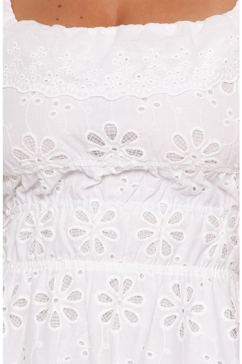 Elywn Embroidered Eyelet Cotton Maxi Dress, Alternate, color, WHITE