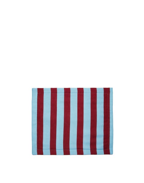 Placemats Set Of 2 (35X45) Riga Bordeaux - Azzurro