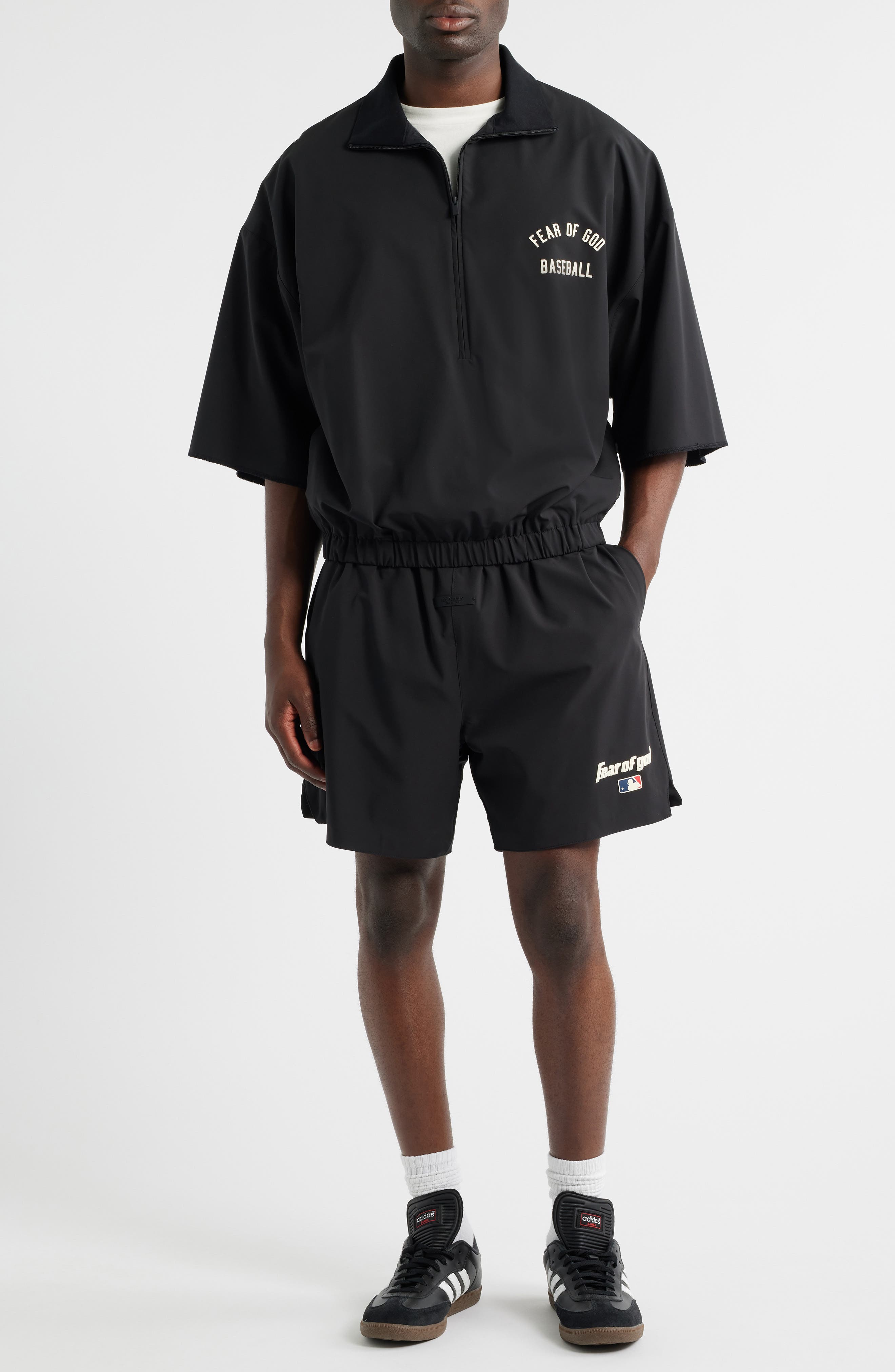 Fear of God Essentials MLB Oversize 3/4 Sleeve Half Zip Jacket