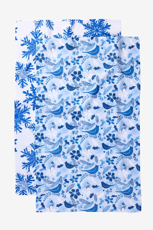 Geometry Kitchen Tea Towel Set In Blue