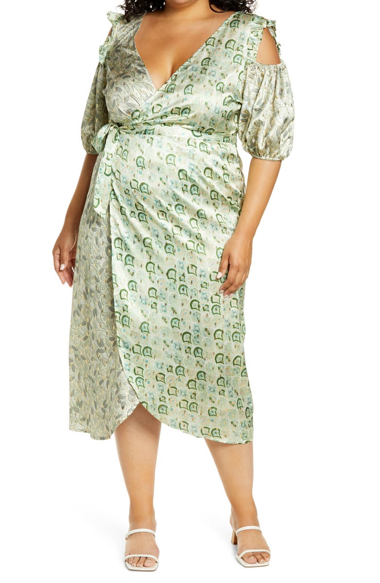 Never Fully Dressed Marble Print Cold Shoulder Dress, Main, color, 